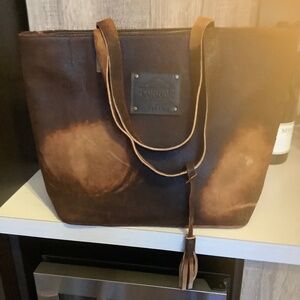 CORRAL DISTRESSED BROWN LEATHER TOTE